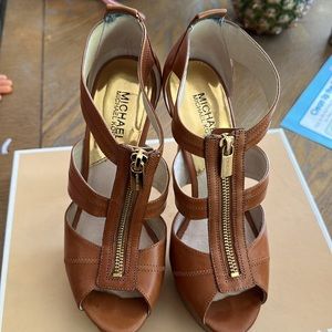 Michael Michael Kors Platform Heels Brown Leather Size 8